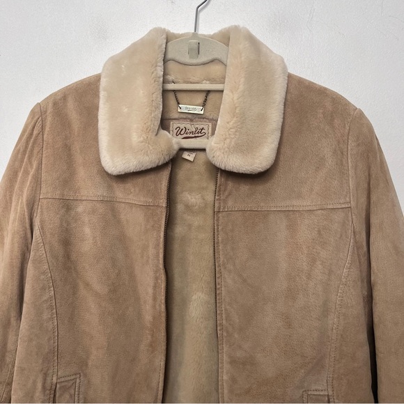 Winlit Leather Jacket with Fur Lining Women's Size Medium Tan Zip Front Western - Picture 2 of 10